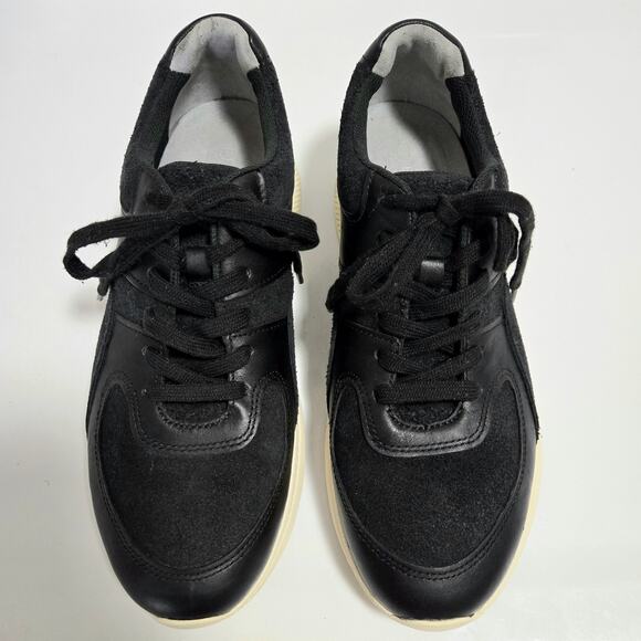 O By Everlane The Trainer Black Leather Suede Sneaker F10/M8 Unisex Athleisure - Picture 3 of 9